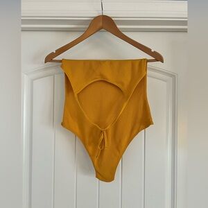 BP Mustard Yellow One Piece Halter Bodysuit